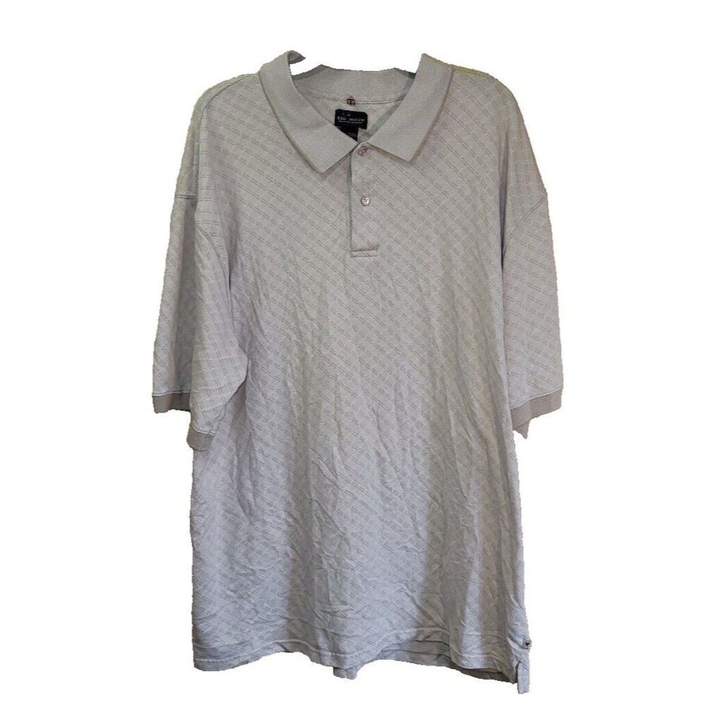 Red Macaw Mens Polo Shirt 3XLT Beige Patterned Short Sleeve